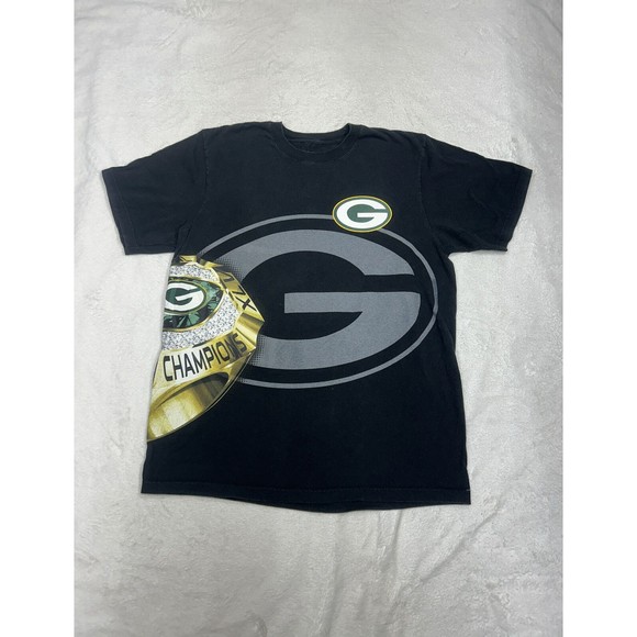 Green Bay Packers Super Bowl XLV Ring Wrap Around Graphic Black T-Shirt Size XL - Picture 1 of 6